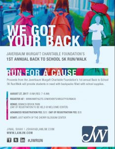 Javerbaum Wurgaft Charitable Foundation 5K Run flyer